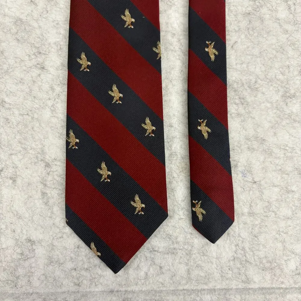 Retro Briar for Robinsons Eagle Motif Striped Silk Blend Tie 3.25